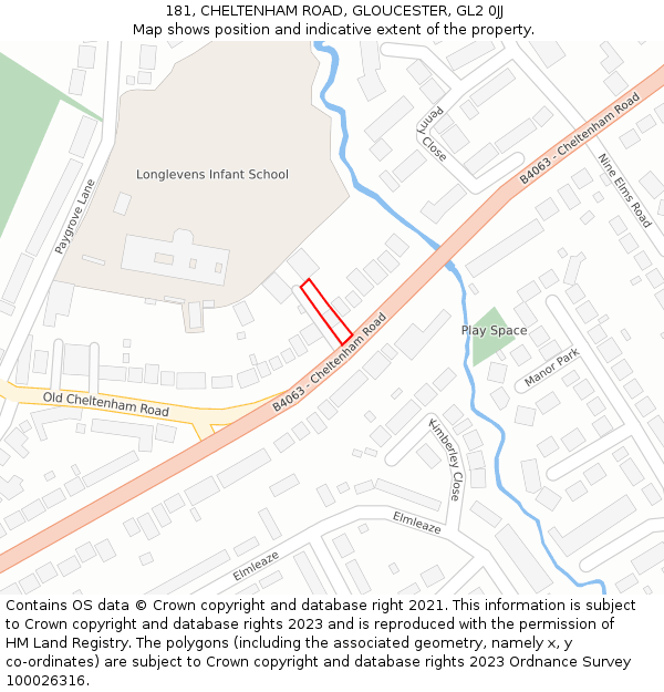 181, CHELTENHAM ROAD, GLOUCESTER, GL2 0JJ: Location map and indicative extent of plot