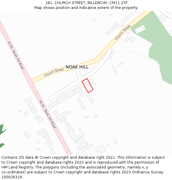 181, CHURCH STREET, BILLERICAY, CM11 2TP: Location map and indicative extent of plot