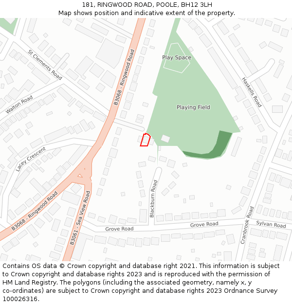 181, RINGWOOD ROAD, POOLE, BH12 3LH: Location map and indicative extent of plot