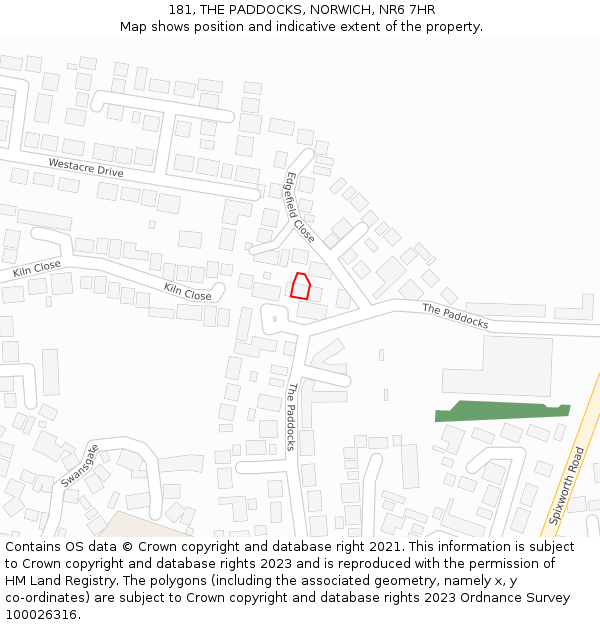 181, THE PADDOCKS, NORWICH, NR6 7HR: Location map and indicative extent of plot