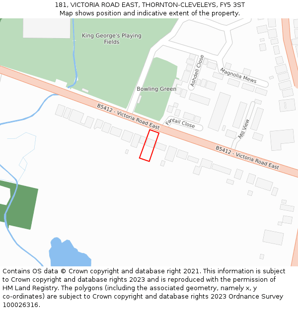 181, VICTORIA ROAD EAST, THORNTON-CLEVELEYS, FY5 3ST: Location map and indicative extent of plot