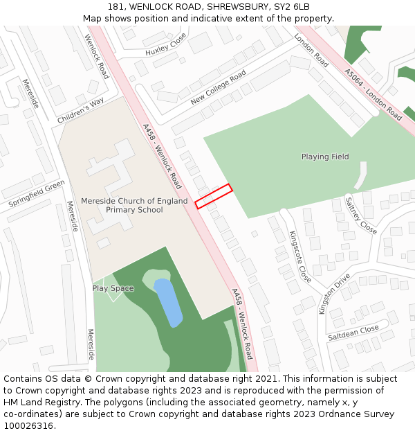 181, WENLOCK ROAD, SHREWSBURY, SY2 6LB: Location map and indicative extent of plot
