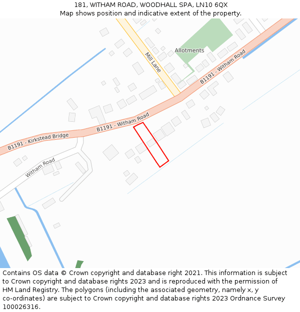 181, WITHAM ROAD, WOODHALL SPA, LN10 6QX: Location map and indicative extent of plot