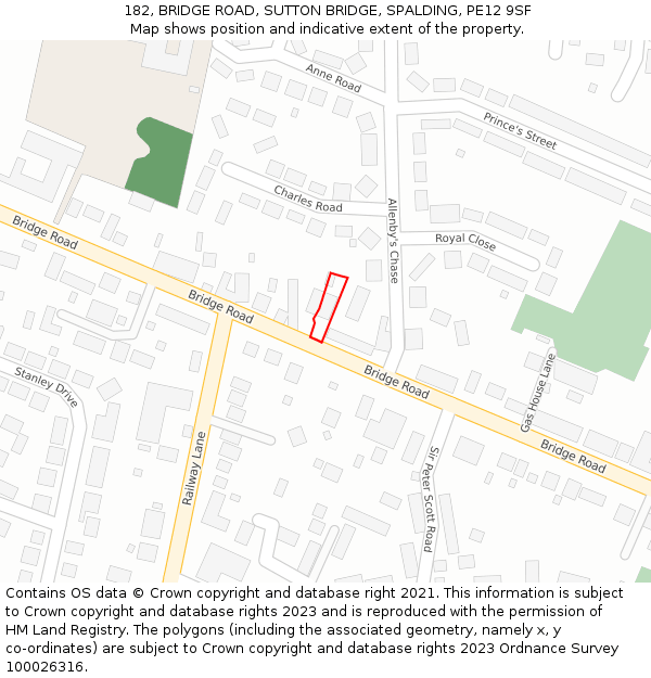 182, BRIDGE ROAD, SUTTON BRIDGE, SPALDING, PE12 9SF: Location map and indicative extent of plot