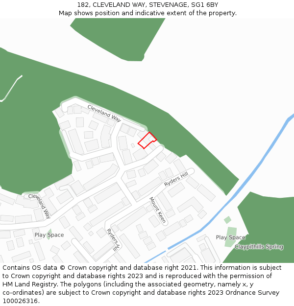 182, CLEVELAND WAY, STEVENAGE, SG1 6BY: Location map and indicative extent of plot