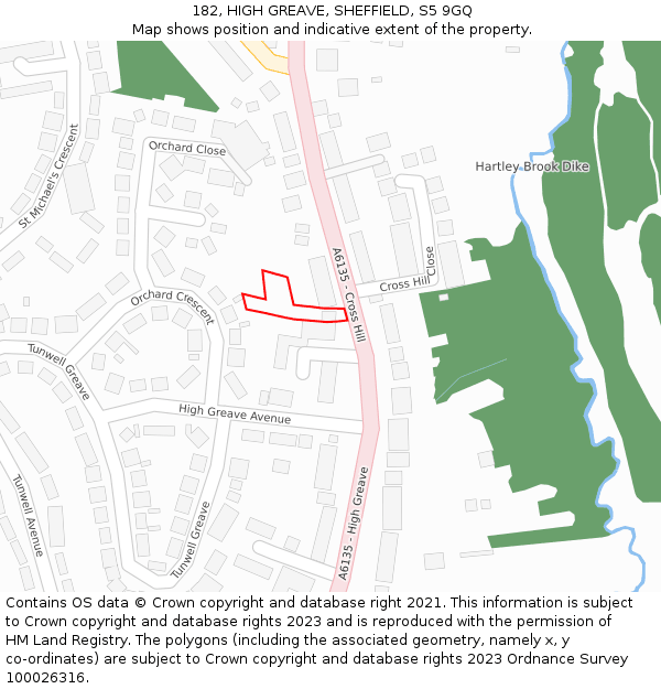 182, HIGH GREAVE, SHEFFIELD, S5 9GQ: Location map and indicative extent of plot