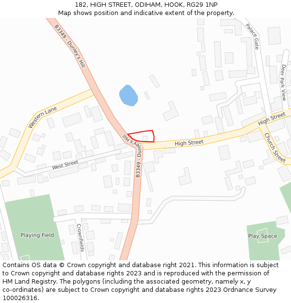 182, HIGH STREET, ODIHAM, HOOK, RG29 1NP: Location map and indicative extent of plot