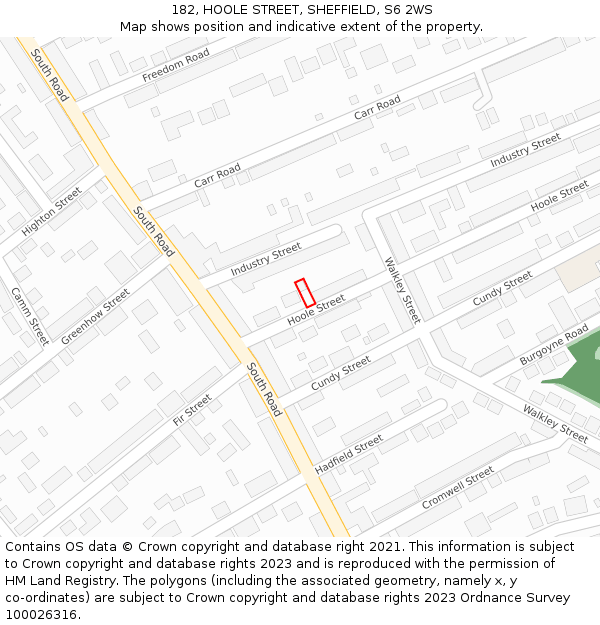 182, HOOLE STREET, SHEFFIELD, S6 2WS: Location map and indicative extent of plot