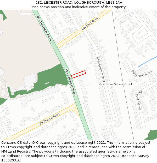 182, LEICESTER ROAD, LOUGHBOROUGH, LE11 2AH: Location map and indicative extent of plot