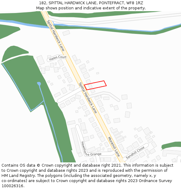 182, SPITTAL HARDWICK LANE, PONTEFRACT, WF8 1RZ: Location map and indicative extent of plot