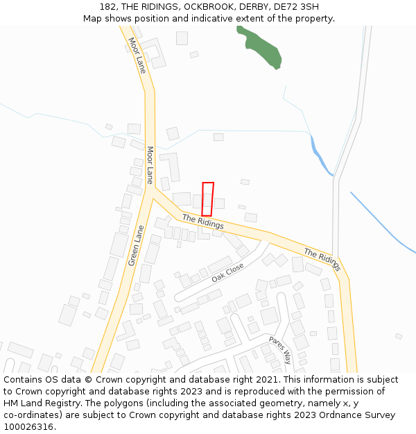 182, THE RIDINGS, OCKBROOK, DERBY, DE72 3SH: Location map and indicative extent of plot