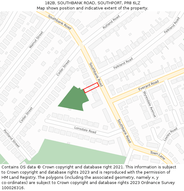 182B, SOUTHBANK ROAD, SOUTHPORT, PR8 6LZ: Location map and indicative extent of plot