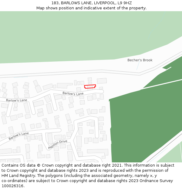 183, BARLOWS LANE, LIVERPOOL, L9 9HZ: Location map and indicative extent of plot
