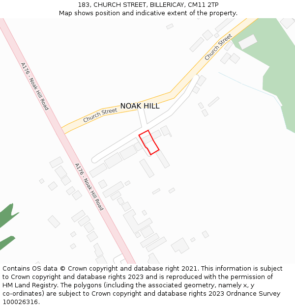 183, CHURCH STREET, BILLERICAY, CM11 2TP: Location map and indicative extent of plot