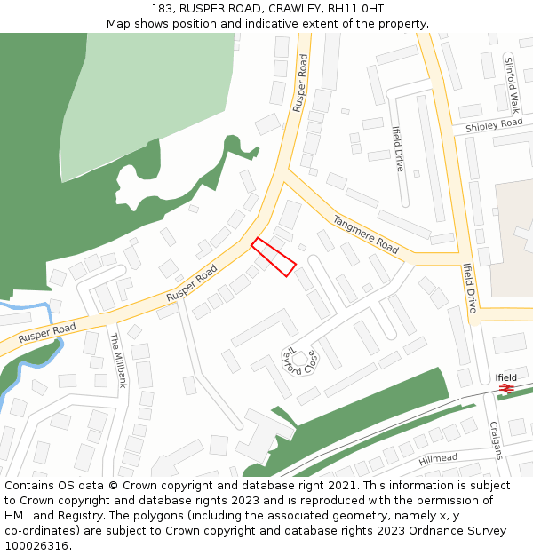 183, RUSPER ROAD, CRAWLEY, RH11 0HT: Location map and indicative extent of plot
