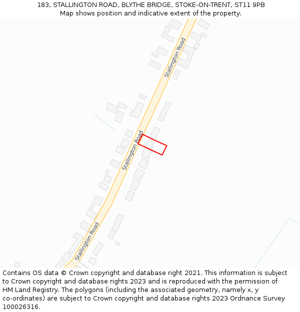 183, STALLINGTON ROAD, BLYTHE BRIDGE, STOKE-ON-TRENT, ST11 9PB: Location map and indicative extent of plot