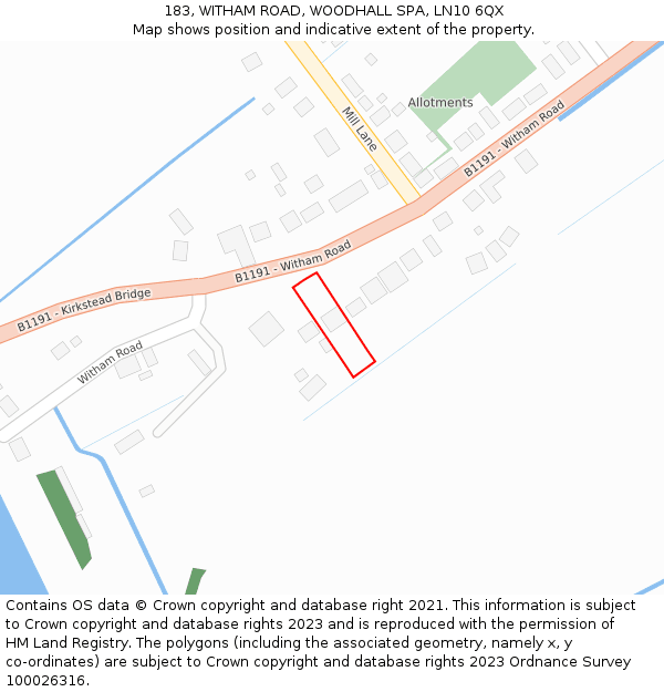 183, WITHAM ROAD, WOODHALL SPA, LN10 6QX: Location map and indicative extent of plot