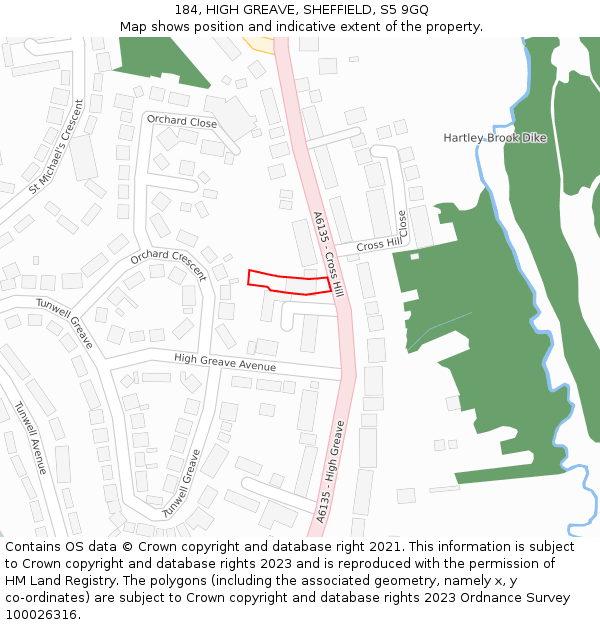 184, HIGH GREAVE, SHEFFIELD, S5 9GQ: Location map and indicative extent of plot