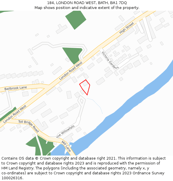 184, LONDON ROAD WEST, BATH, BA1 7DQ: Location map and indicative extent of plot