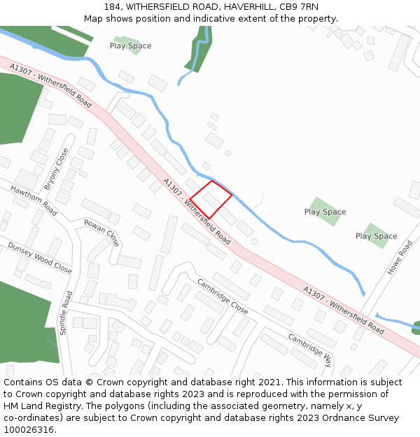 184, WITHERSFIELD ROAD, HAVERHILL, CB9 7RN: Location map and indicative extent of plot