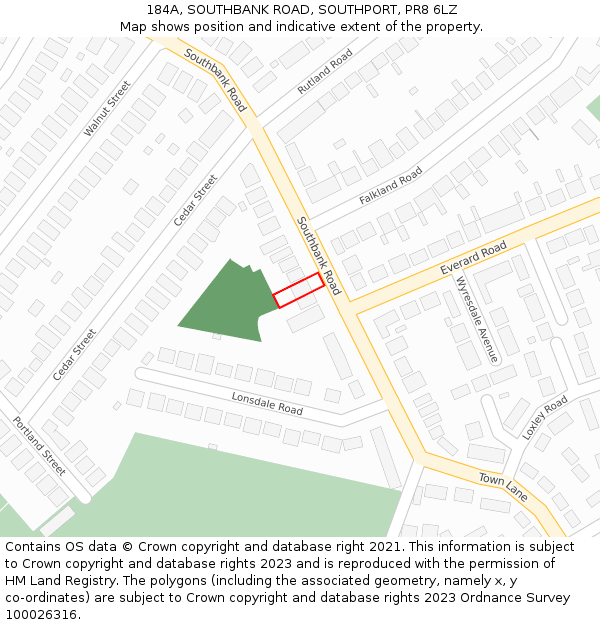 184A, SOUTHBANK ROAD, SOUTHPORT, PR8 6LZ: Location map and indicative extent of plot