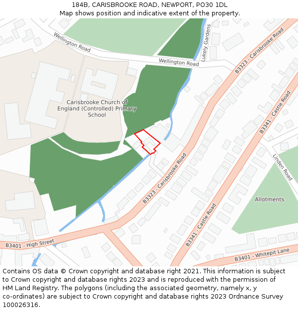 184B, CARISBROOKE ROAD, NEWPORT, PO30 1DL: Location map and indicative extent of plot