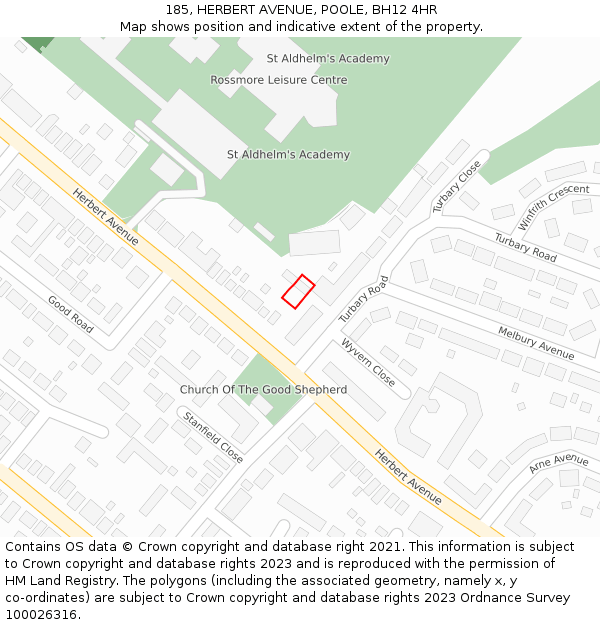 185, HERBERT AVENUE, POOLE, BH12 4HR: Location map and indicative extent of plot