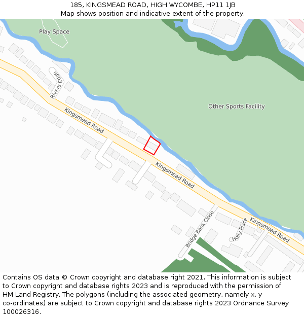 185, KINGSMEAD ROAD, HIGH WYCOMBE, HP11 1JB: Location map and indicative extent of plot