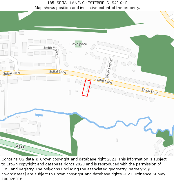 185, SPITAL LANE, CHESTERFIELD, S41 0HP: Location map and indicative extent of plot