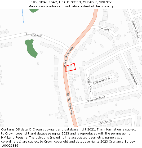 185, STYAL ROAD, HEALD GREEN, CHEADLE, SK8 3TX: Location map and indicative extent of plot