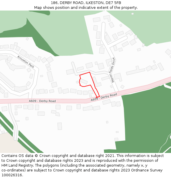 186, DERBY ROAD, ILKESTON, DE7 5FB: Location map and indicative extent of plot