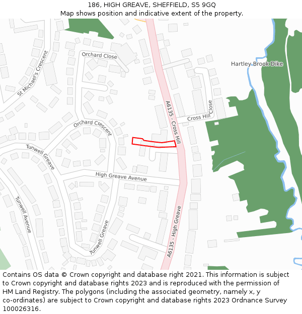186, HIGH GREAVE, SHEFFIELD, S5 9GQ: Location map and indicative extent of plot