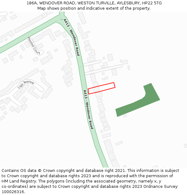 186A, WENDOVER ROAD, WESTON TURVILLE, AYLESBURY, HP22 5TG: Location map and indicative extent of plot