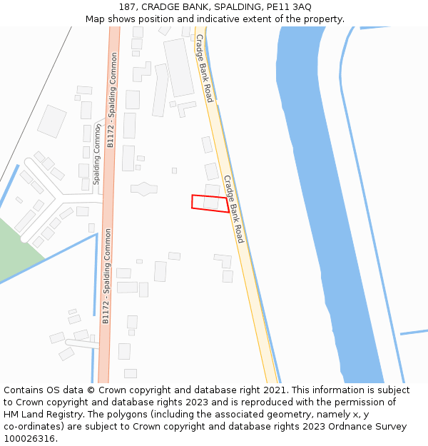 187, CRADGE BANK, SPALDING, PE11 3AQ: Location map and indicative extent of plot