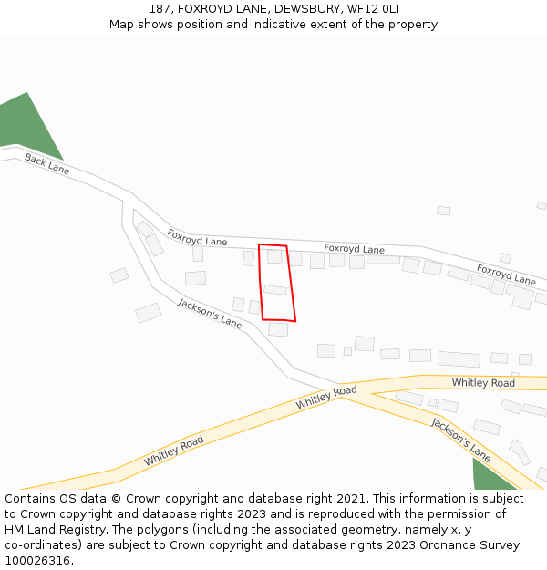 187, FOXROYD LANE, DEWSBURY, WF12 0LT: Location map and indicative extent of plot