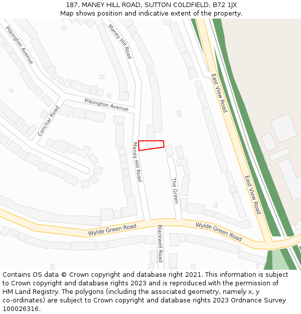 187, MANEY HILL ROAD, SUTTON COLDFIELD, B72 1JX: Location map and indicative extent of plot