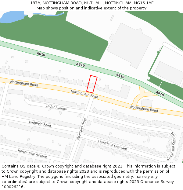 187A, NOTTINGHAM ROAD, NUTHALL, NOTTINGHAM, NG16 1AE: Location map and indicative extent of plot