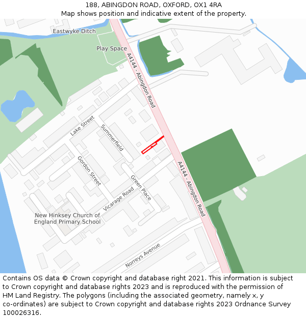188, ABINGDON ROAD, OXFORD, OX1 4RA: Location map and indicative extent of plot