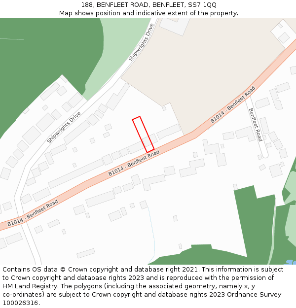 188, BENFLEET ROAD, BENFLEET, SS7 1QQ: Location map and indicative extent of plot