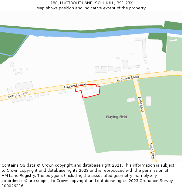 188, LUGTROUT LANE, SOLIHULL, B91 2RX: Location map and indicative extent of plot