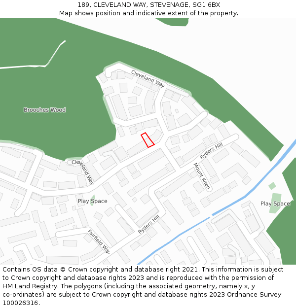 189, CLEVELAND WAY, STEVENAGE, SG1 6BX: Location map and indicative extent of plot