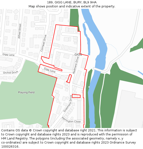 189, GIGG LANE, BURY, BL9 9HA: Location map and indicative extent of plot