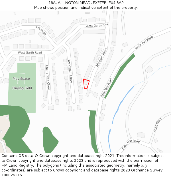 18A, ALLINGTON MEAD, EXETER, EX4 5AP: Location map and indicative extent of plot