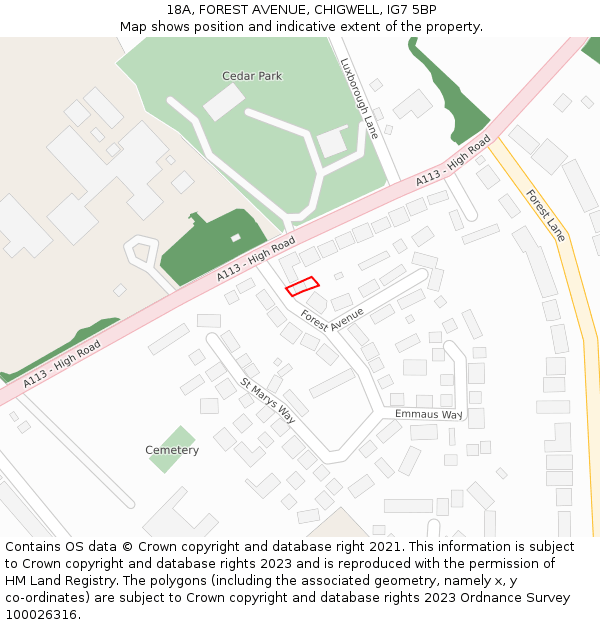 18A, FOREST AVENUE, CHIGWELL, IG7 5BP: Location map and indicative extent of plot