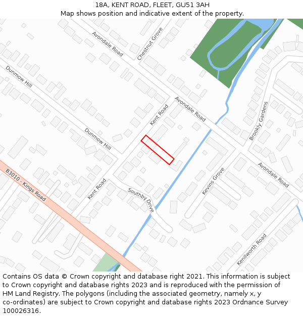 18A, KENT ROAD, FLEET, GU51 3AH: Location map and indicative extent of plot