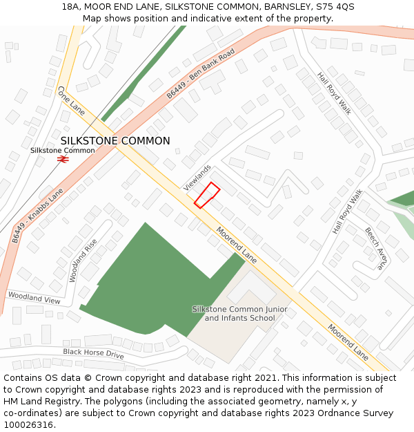 18A, MOOR END LANE, SILKSTONE COMMON, BARNSLEY, S75 4QS: Location map and indicative extent of plot