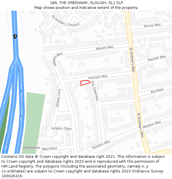 18A, THE GREENWAY, SLOUGH, SL1 5LP: Location map and indicative extent of plot