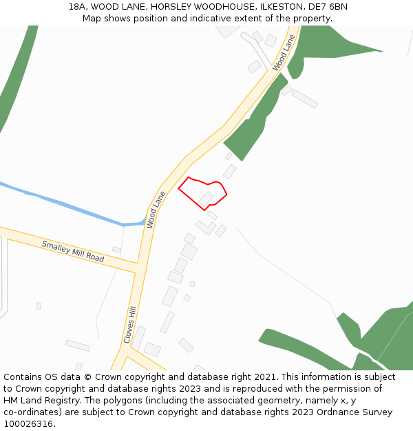 18A, WOOD LANE, HORSLEY WOODHOUSE, ILKESTON, DE7 6BN: Location map and indicative extent of plot