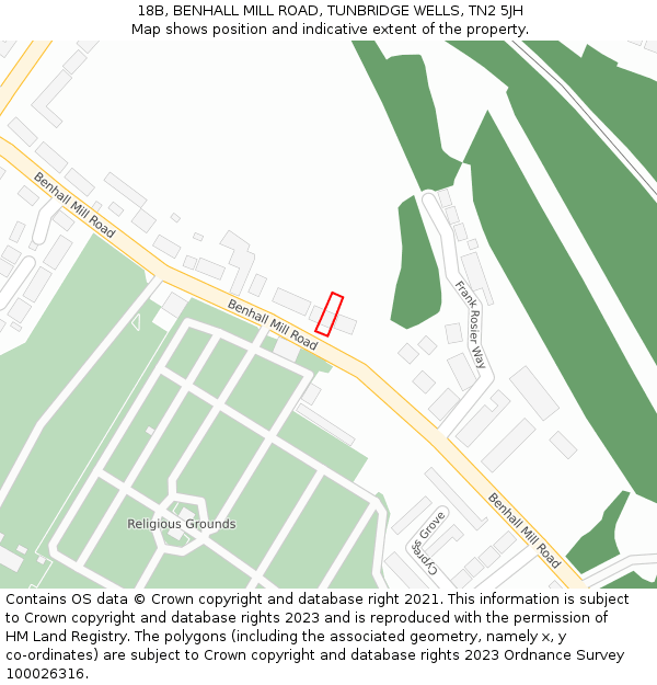 18B, BENHALL MILL ROAD, TUNBRIDGE WELLS, TN2 5JH: Location map and indicative extent of plot