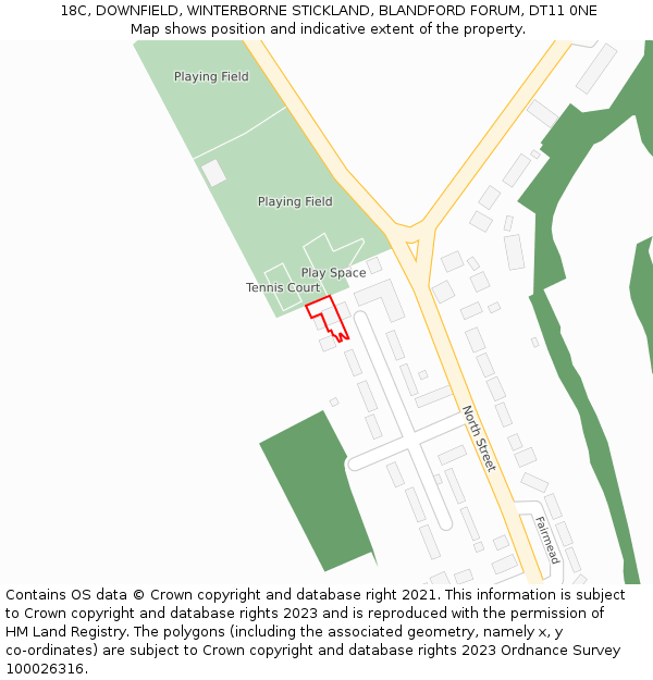 18C, DOWNFIELD, WINTERBORNE STICKLAND, BLANDFORD FORUM, DT11 0NE: Location map and indicative extent of plot